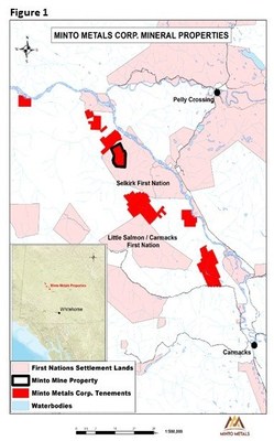 Figure 1: Regional Map of Minto Metals Corp. Projects. All exploration activity reported herein are from the Minto Mine Property and authorized under Quartz Mining Land Use Permit LQ00565. (CNW Group/Minto Metals Corp.) Figure 1: Regional Map of Minto Metals Corp. Projects. All exploration activity reported herein are from the Minto Mine Property and authorized under Quartz Mining Land Use Permit LQ00565. (CNW Group/Minto Metals Corp.)